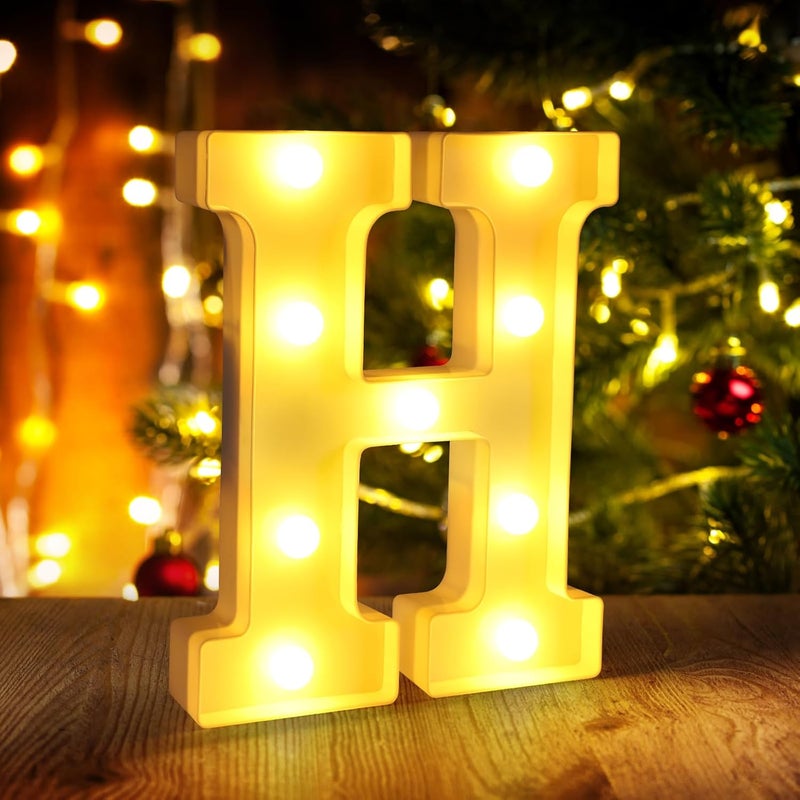 Funsky Light Up Letter H,LED Sign Marquee Letters 26 Alphabet for Party Birthday Name,Wedding,Christmas Decorations,Personalized Name Sign Letters for Centerpieces Table and Wall Decor - Image 1